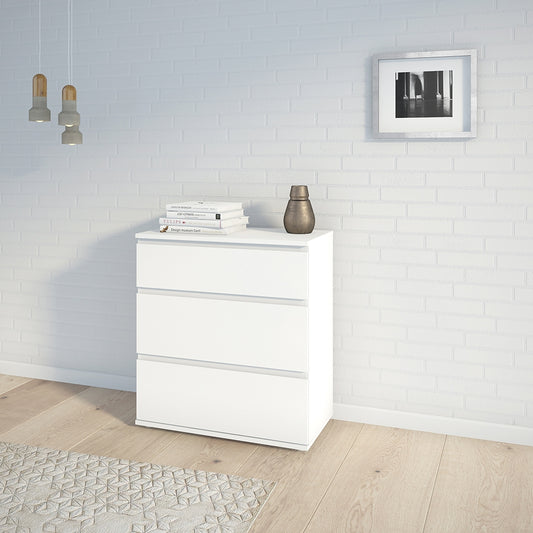 North Chest of 3 Drawers in White