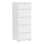 North Narrow Chest of 5 Drawers in White