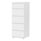 North Narrow Chest of 5 Drawers in White