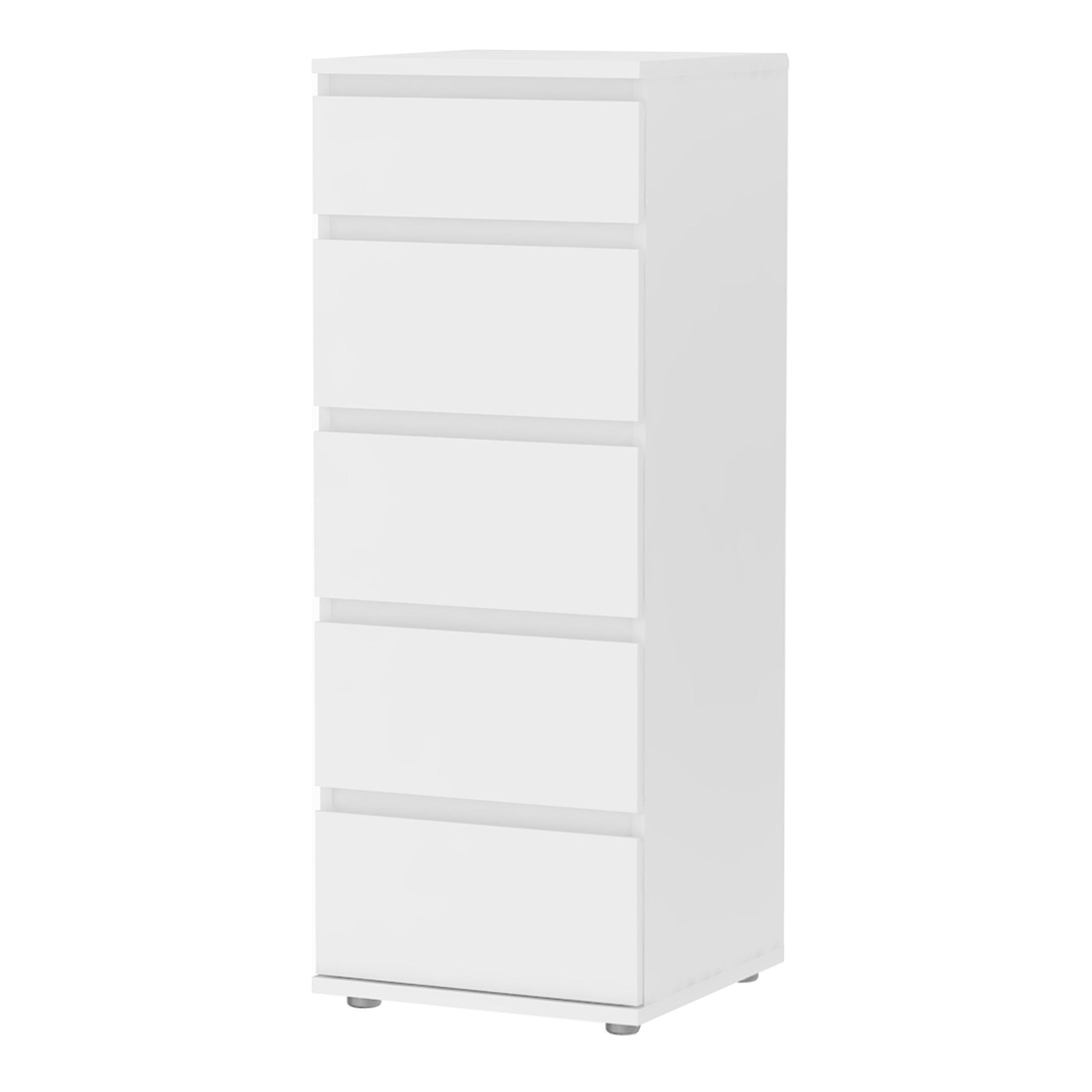 North Narrow Chest of 5 Drawers in White