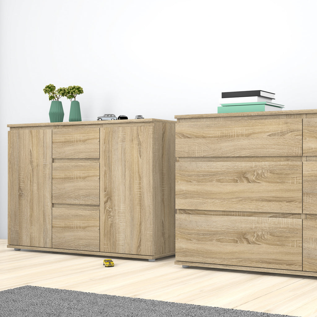North Sideboard 3 Drawers 2 Doors in Oak