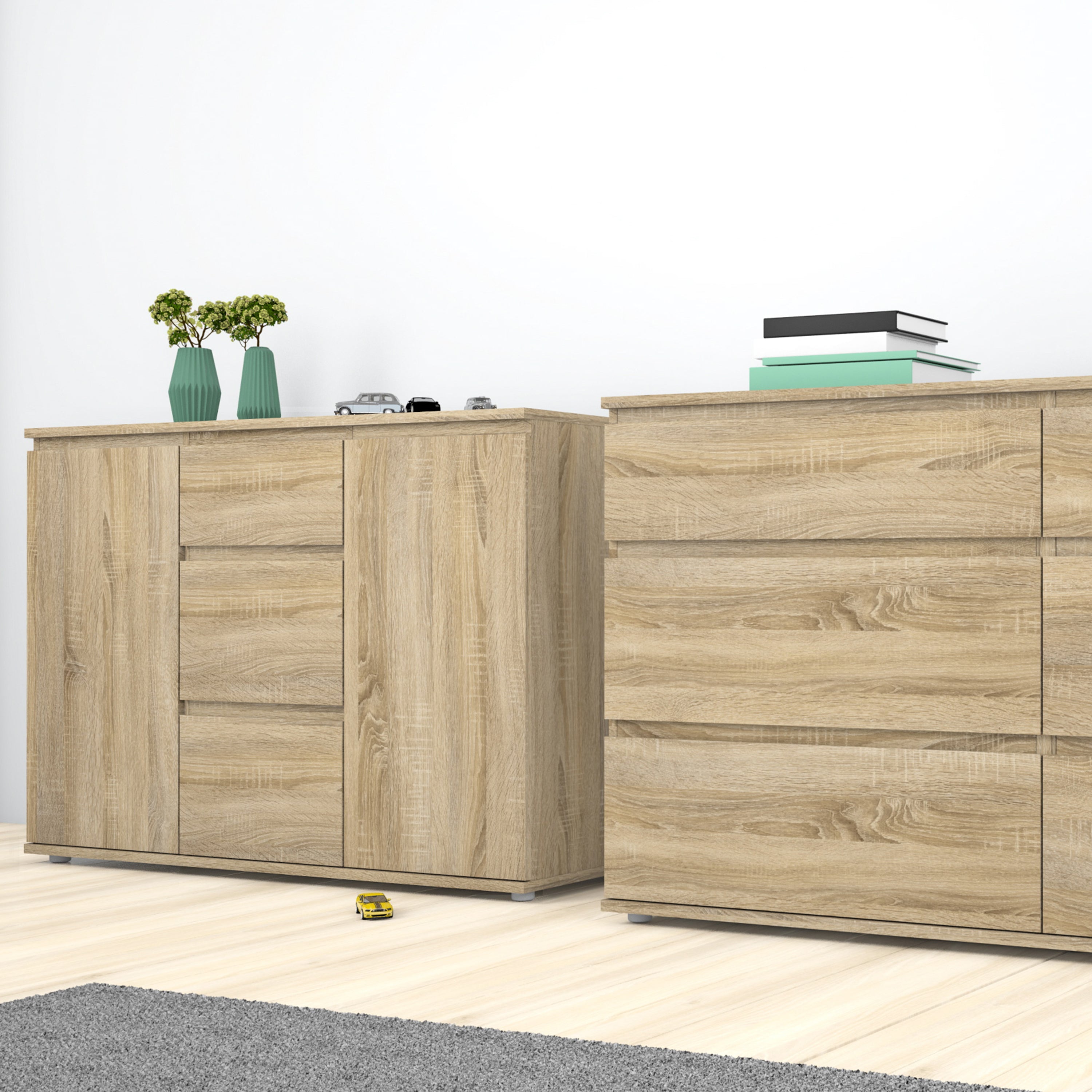 North Sideboard 3 Drawers 2 Doors in Oak