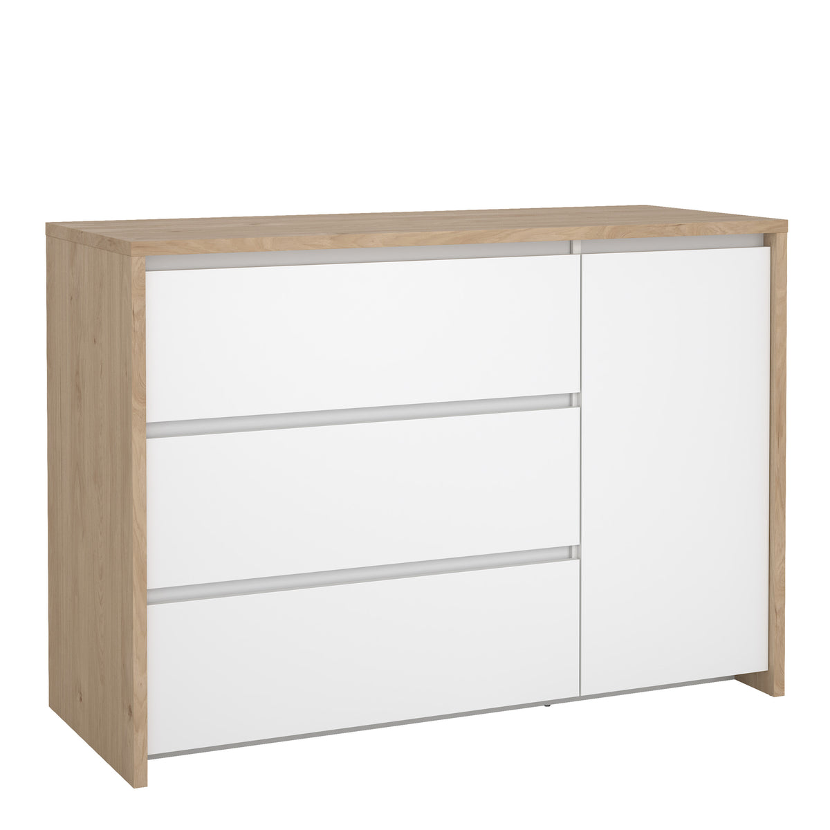 Nessa Sideboard with 1 door and 3 drawers Jackson Hickory White high gloss