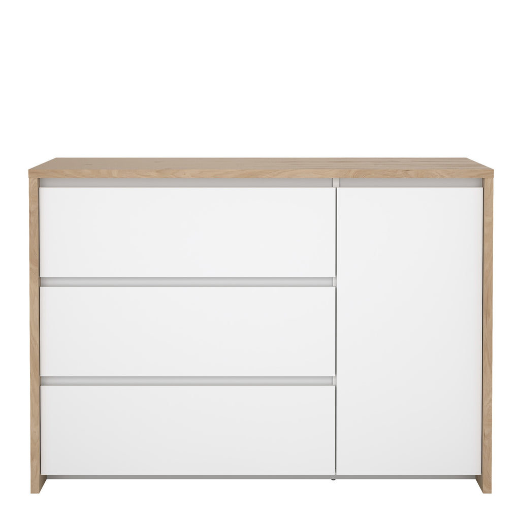 Nessa Sideboard with 1 door and 3 drawers Jackson Hickory White high gloss