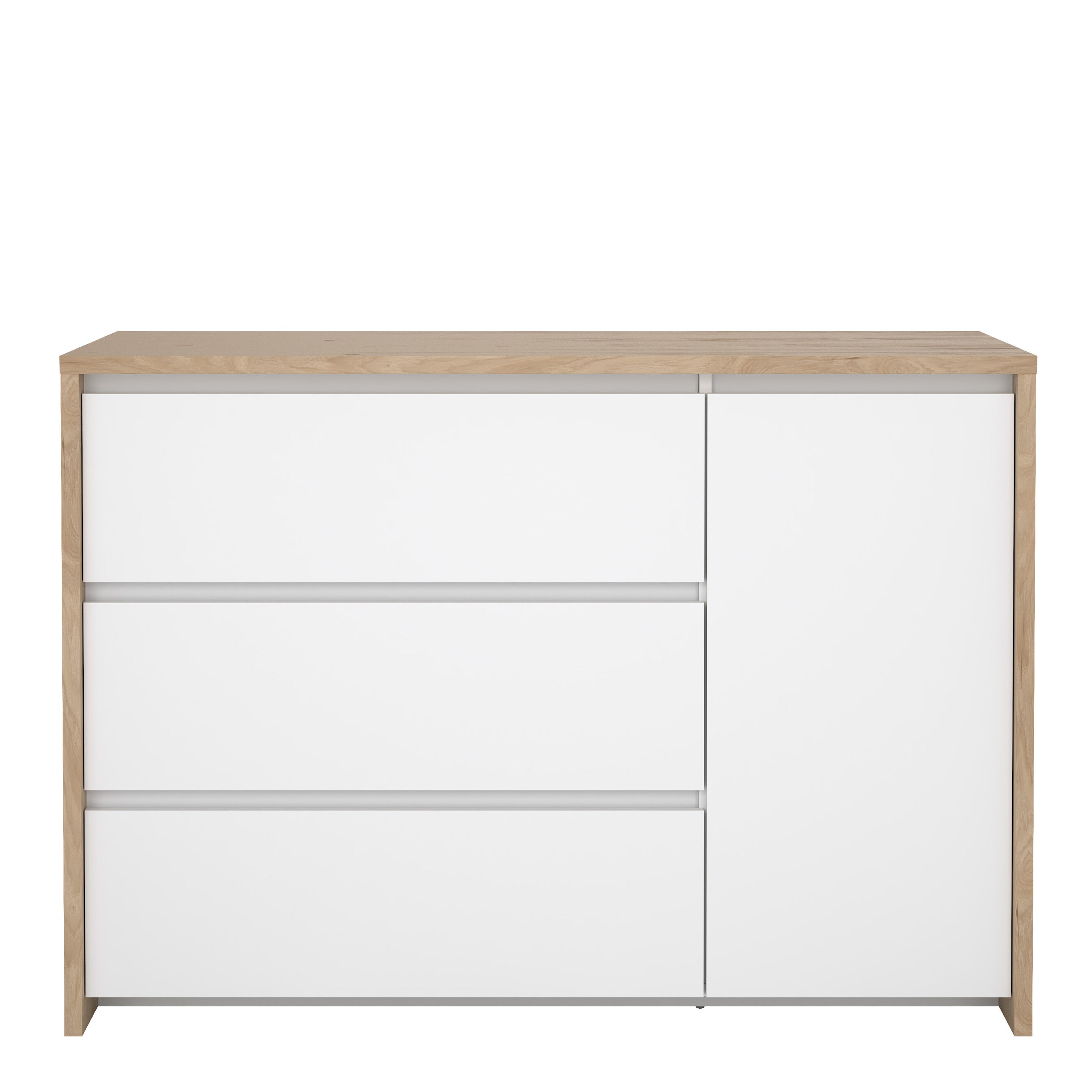 Nessa Sideboard with 1 door and 3 drawers Jackson Hickory White high gloss