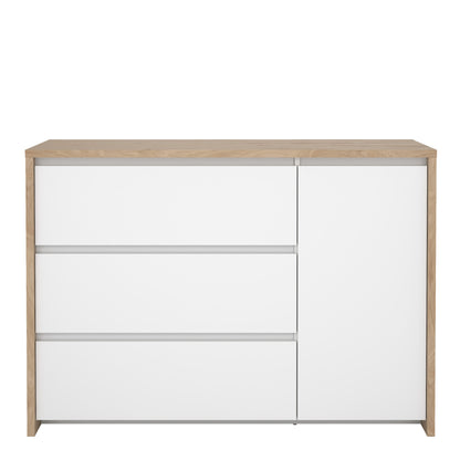 Nessa Sideboard with 1 door and 3 drawers Jackson Hickory White high gloss