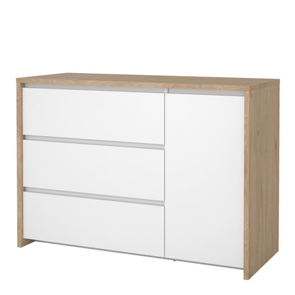 Nessa Sideboard with 1 door and 3 drawers Jackson Hickory White high gloss