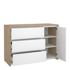 Nessa Sideboard with 1 door and 3 drawers Jackson Hickory White high gloss