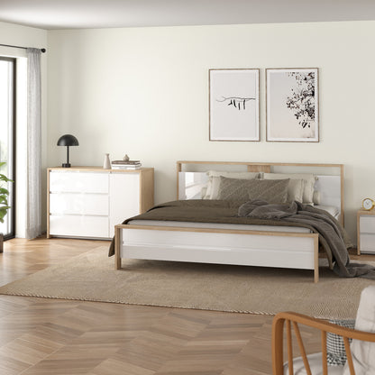 Nessa Sideboard with 1 door and 3 drawers Jackson Hickory White high gloss