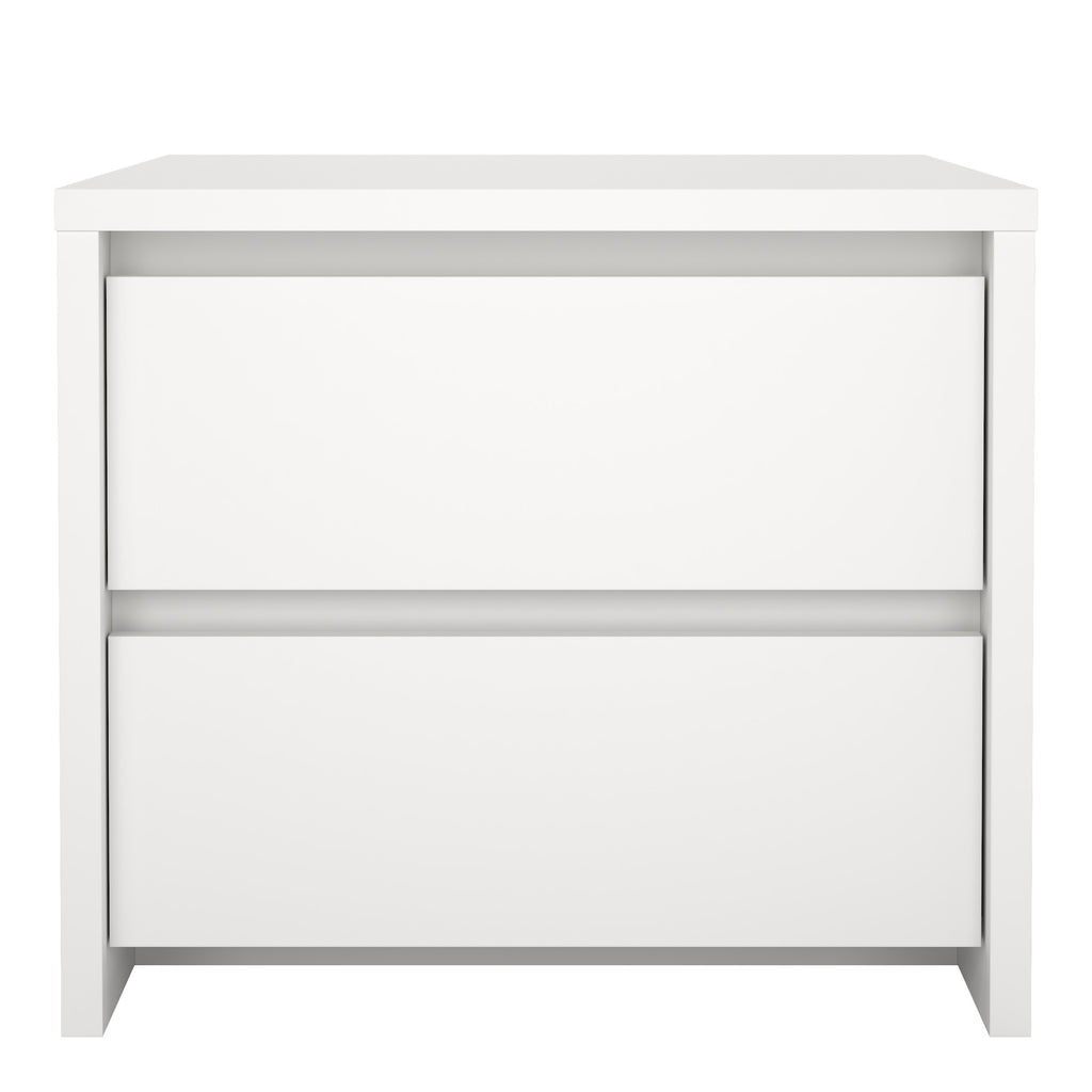 Nessa 2 Drawer Bedside White