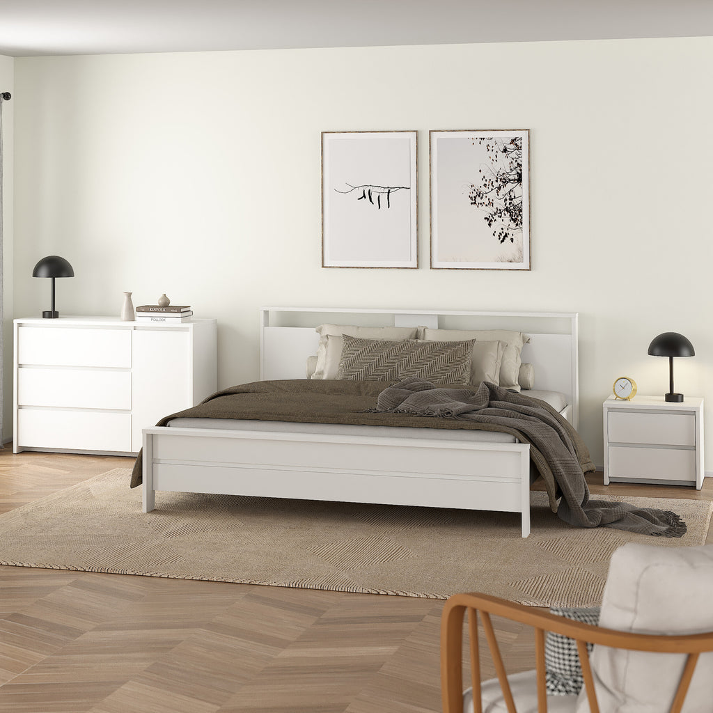 Nessa 2 Drawer Bedside White