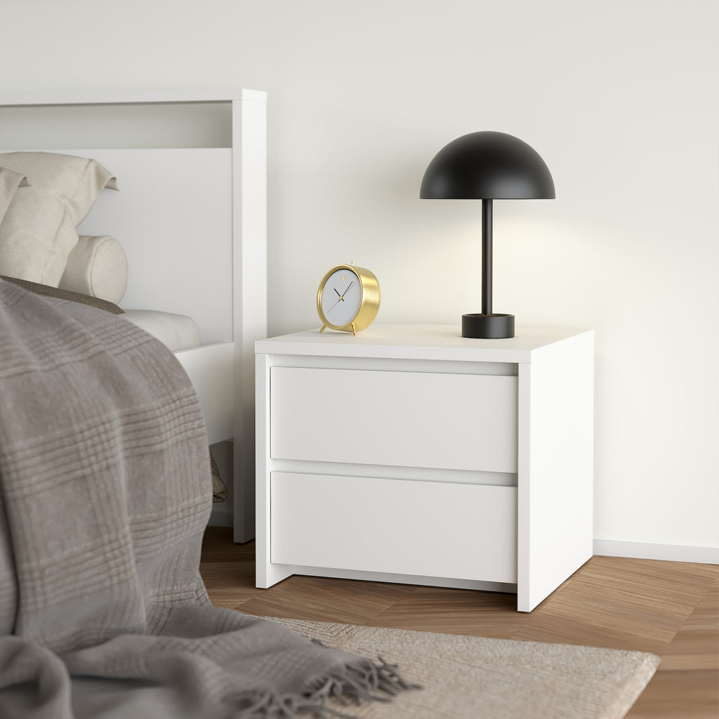Nessa 2 Drawer Bedside White
