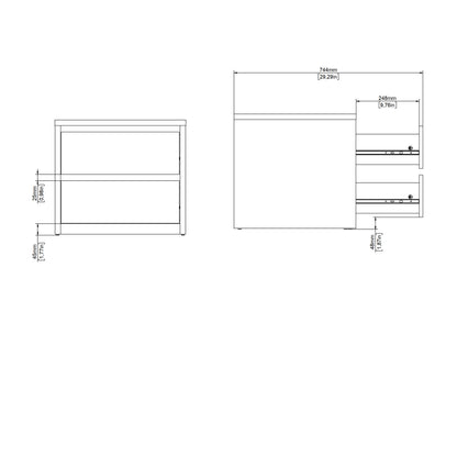 Nessa 2 Drawer Bedside - Jackson Hickory White High Gloss