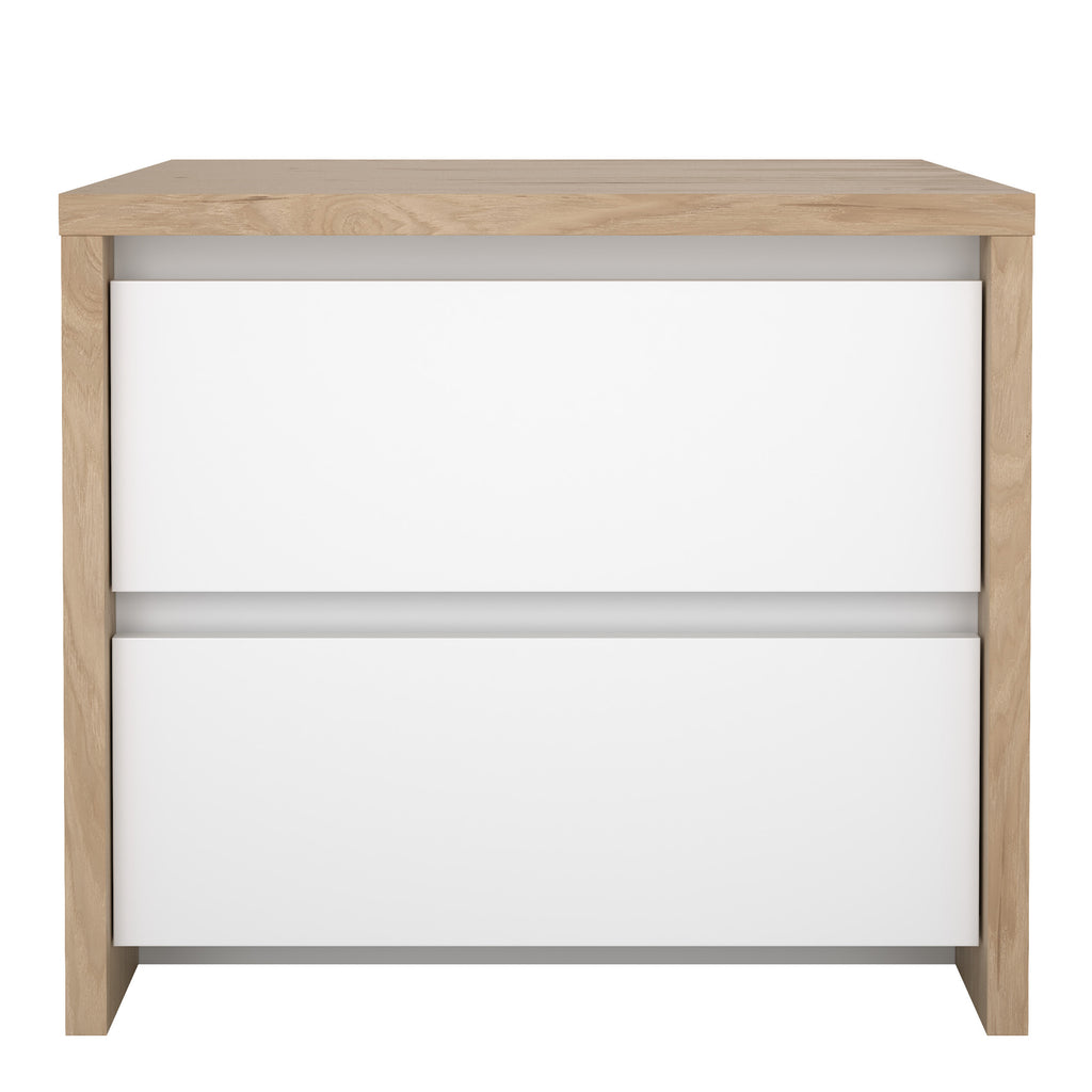 Nessa 2 Drawer Bedside - Jackson Hickory White High Gloss