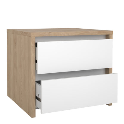 Nessa 2 Drawer Bedside - Jackson Hickory White High Gloss