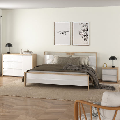 Nessa 2 Drawer Bedside - Jackson Hickory White High Gloss
