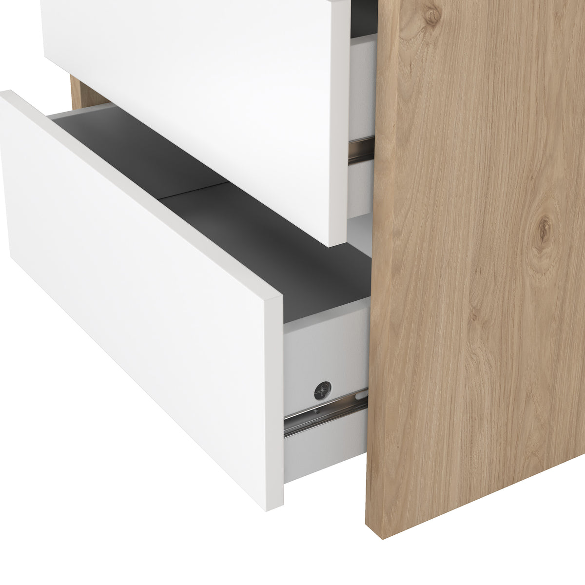 Nessa 2 Drawer Bedside - Jackson Hickory White High Gloss