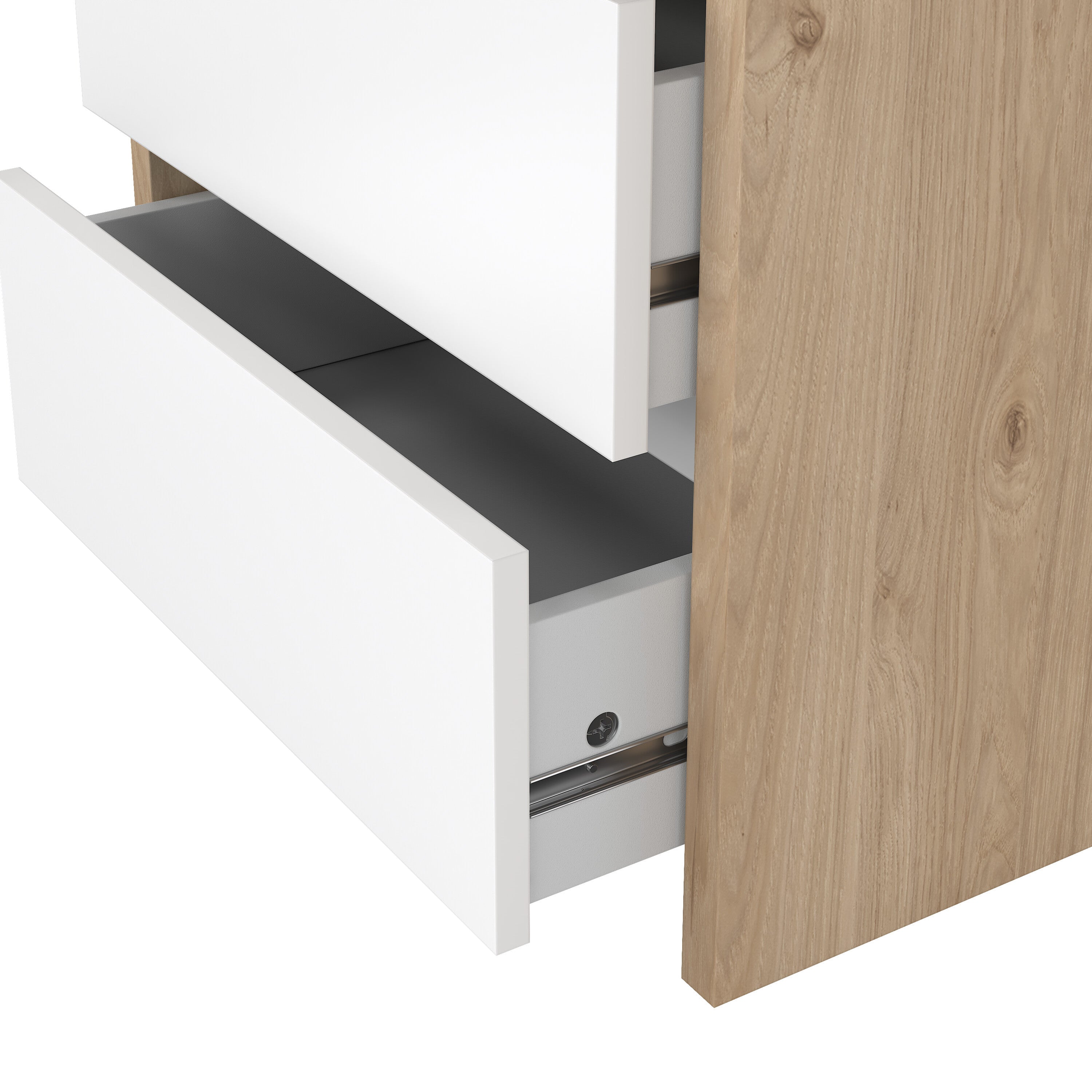 Nessa 2 Drawer Bedside - Jackson Hickory White High Gloss