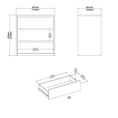 Nessa Chest 3 drawers White