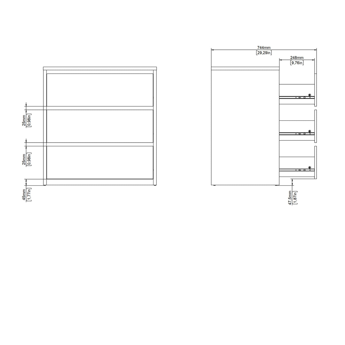 Nessa Chest 3 drawers White