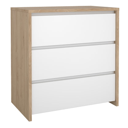 Nessa Chest 3 drawers Jackson Hickory White high gloss