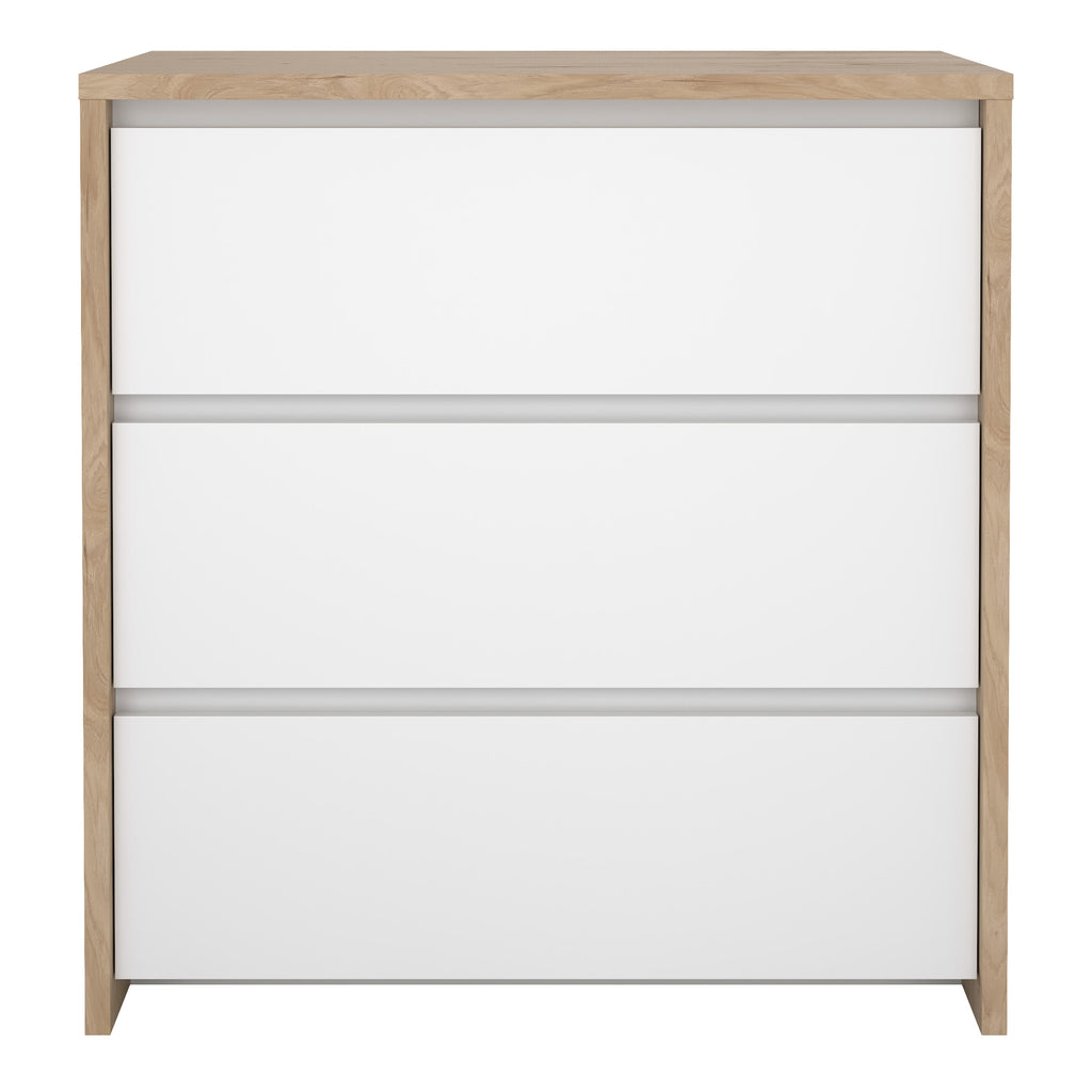 Nessa Chest 3 drawers Jackson Hickory White high gloss