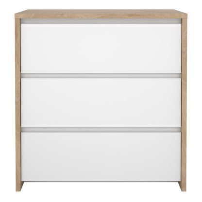 Nessa Chest 3 drawers Jackson Hickory White high gloss