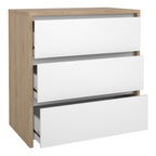 Nessa Chest 3 drawers Jackson Hickory White high gloss