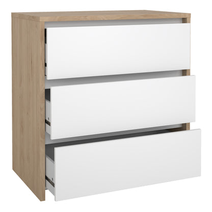 Nessa Chest 3 drawers Jackson Hickory White high gloss