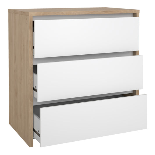 Nessa Chest 3 drawers Jackson Hickory White high gloss