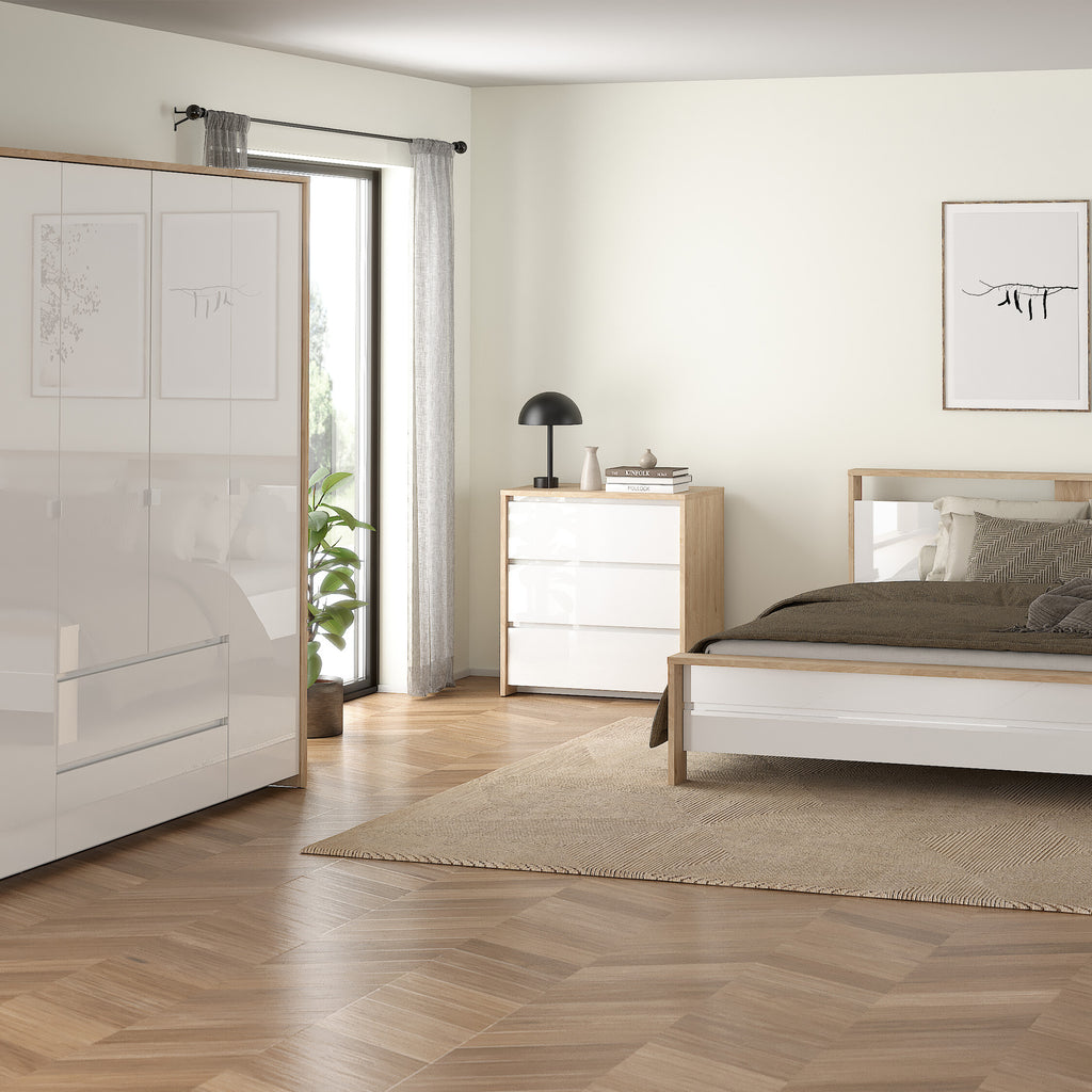 Nessa Chest 3 drawers Jackson Hickory White high gloss