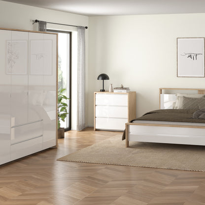 Nessa Chest 3 drawers Jackson Hickory White high gloss
