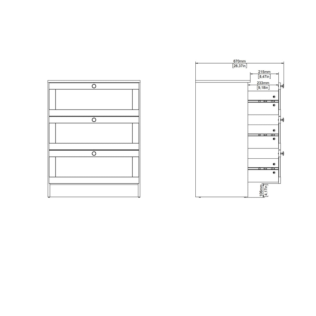 Brande Chest with 3 Frame Drawers in White