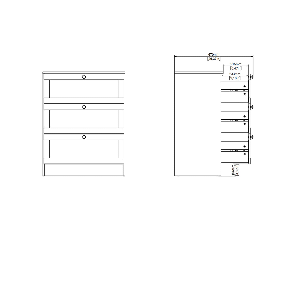 Brande Chest with 3 Frame Drawers in White