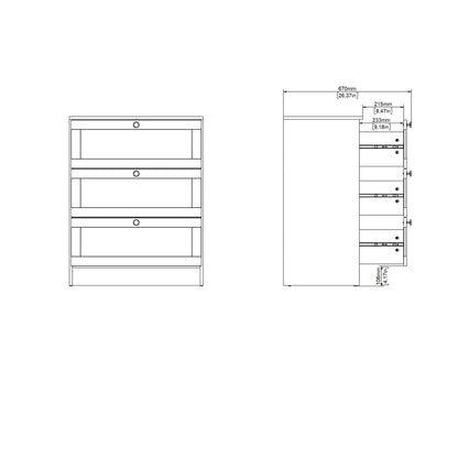 Brande Chest with 3 Frame Drawers in White