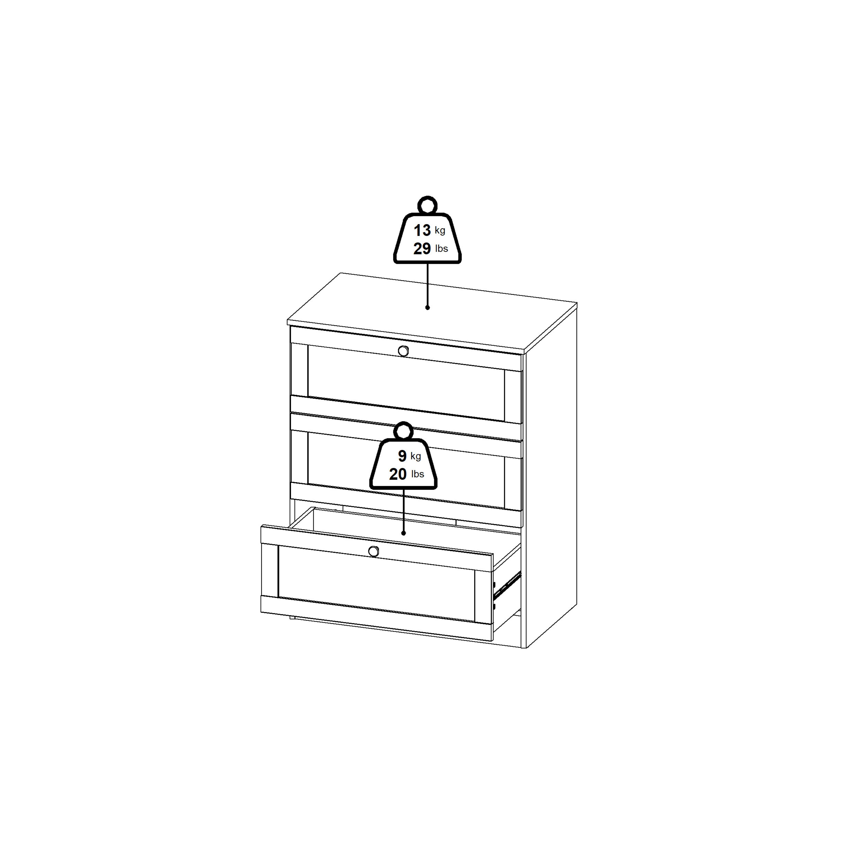 Brande Chest with 3 Frame Drawers in White