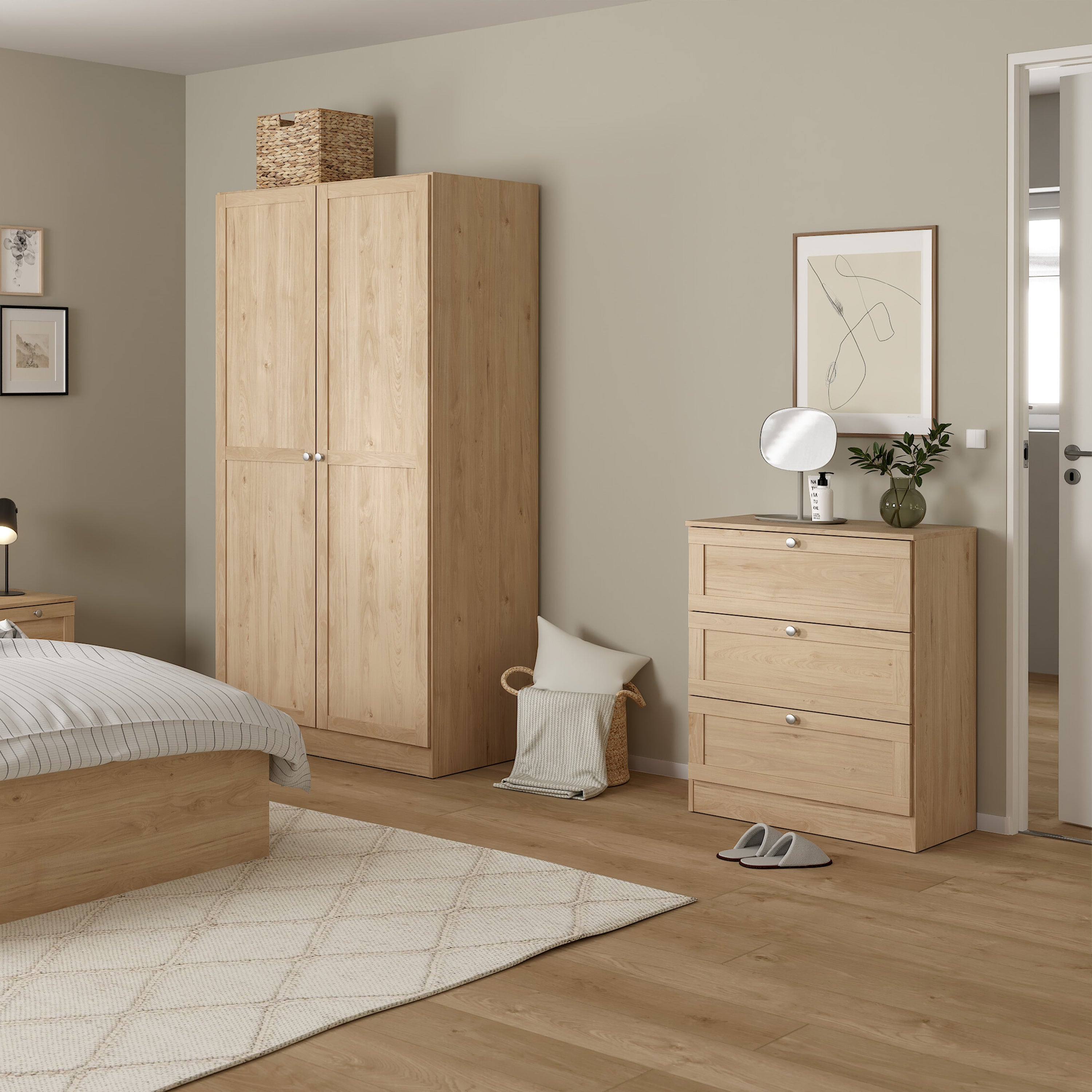 Brande Chest with 3 Frame Drawers in Jackson Hickory