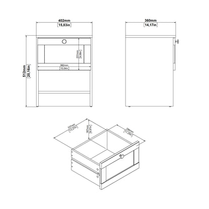 Brande Nightstand with1 Frame Drawer in White