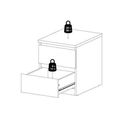 Naia Bedside 2 drawers in Jackson Hickory