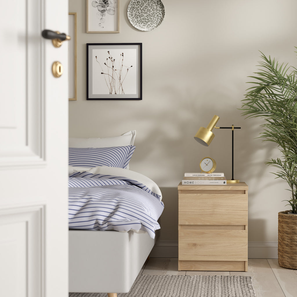 Naia Bedside 2 drawers in Jackson Hickory