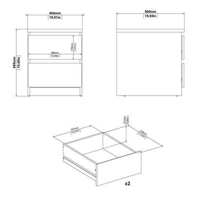Naia Bedside 2 drawers in Jackson Hickory