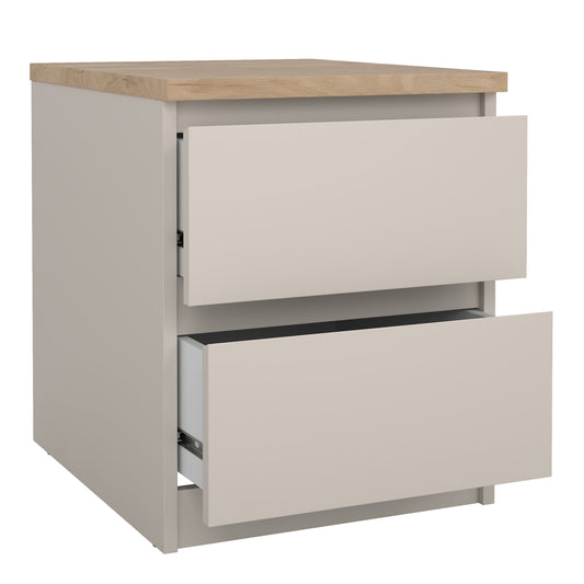 Naia Bedside 2 drawers in Cashmere Jackson Hickory