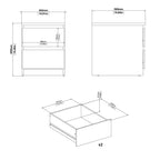 Naia Bedside 2 drawers in Cashmere Jackson Hickory