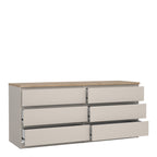 Naia Wide Chest of 6 Drawers (3+3) in Cashmere Jackson Hickory