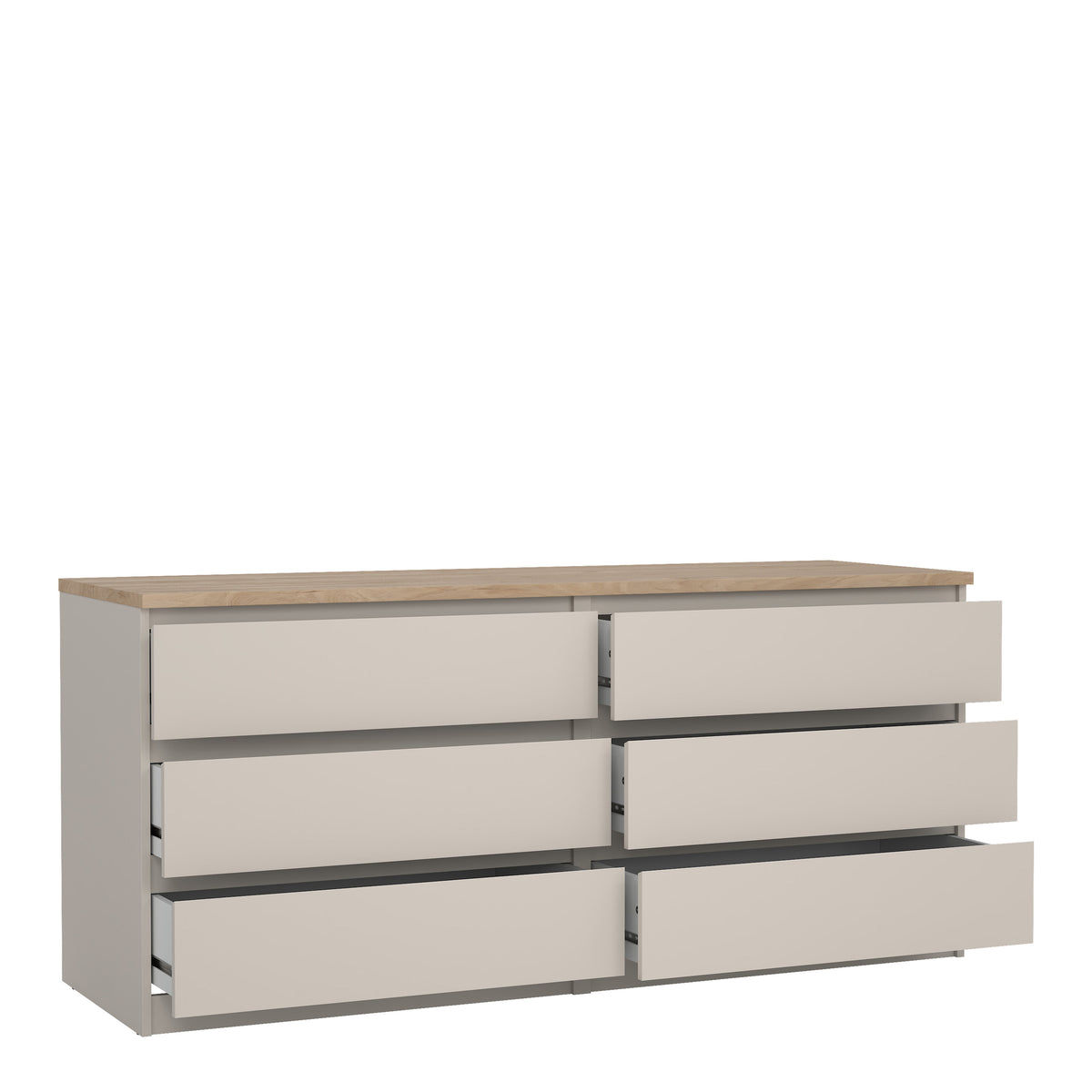 Naia Wide Chest of 6 Drawers (3+3) in Cashmere Jackson Hickory
