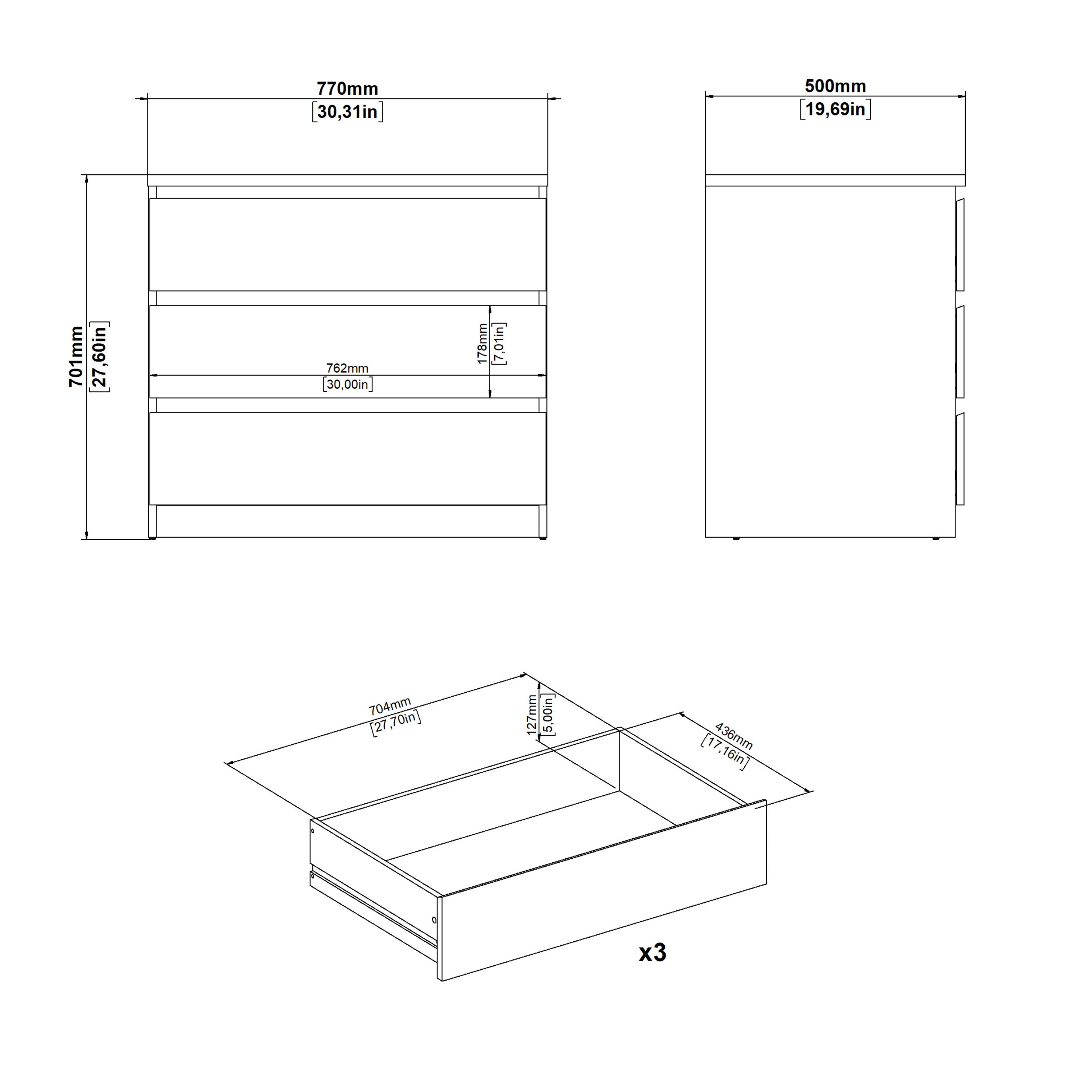 Naia Chest of 3 drawers in Cashmere Jackson Hickory