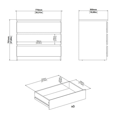 Naia Chest of 3 drawers in Cashmere Jackson Hickory