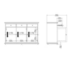 Primrose Sideboard with 3 doors and 3 drawers in White