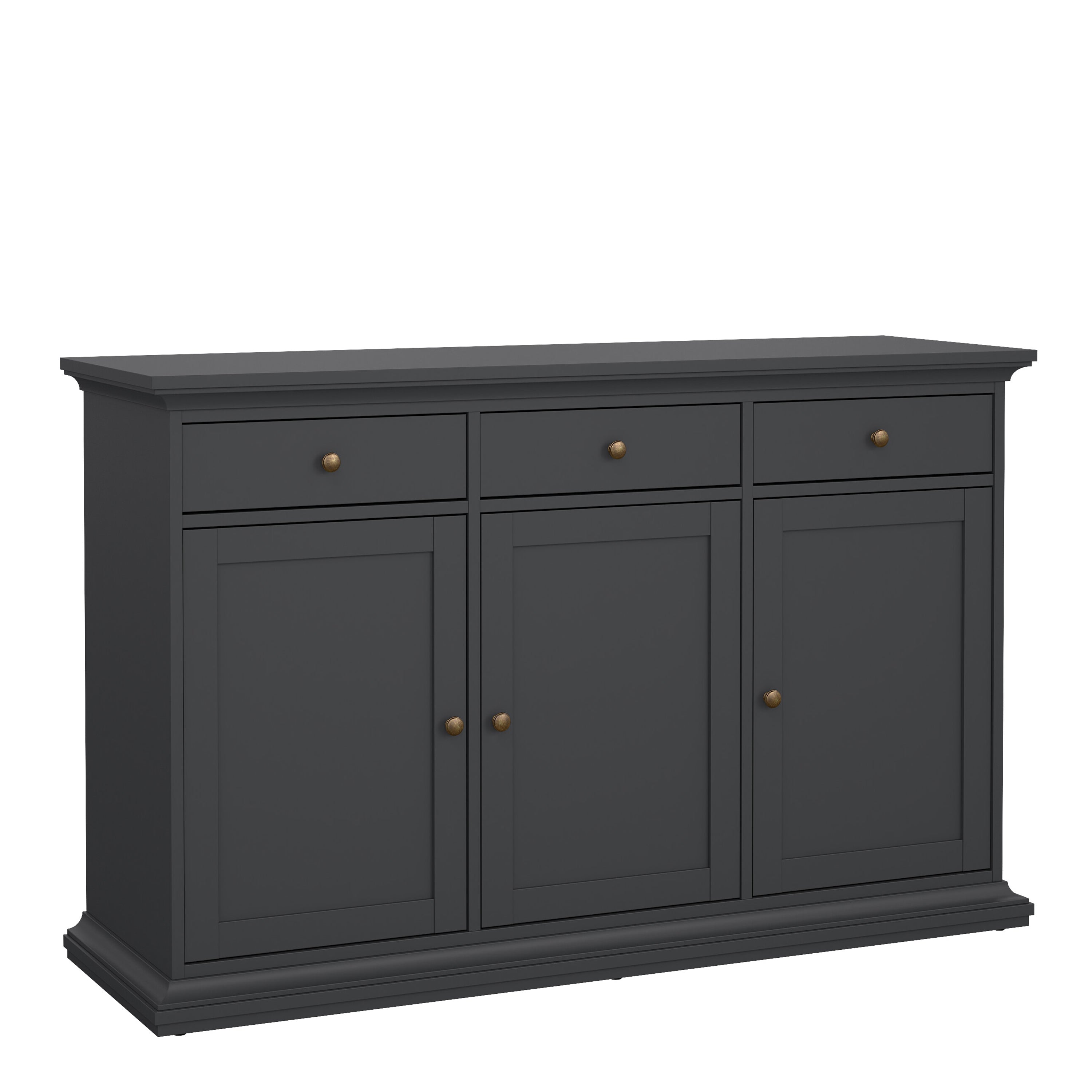 Primrose Sideboard with 3 doors and 3 drawers in Matt Grey