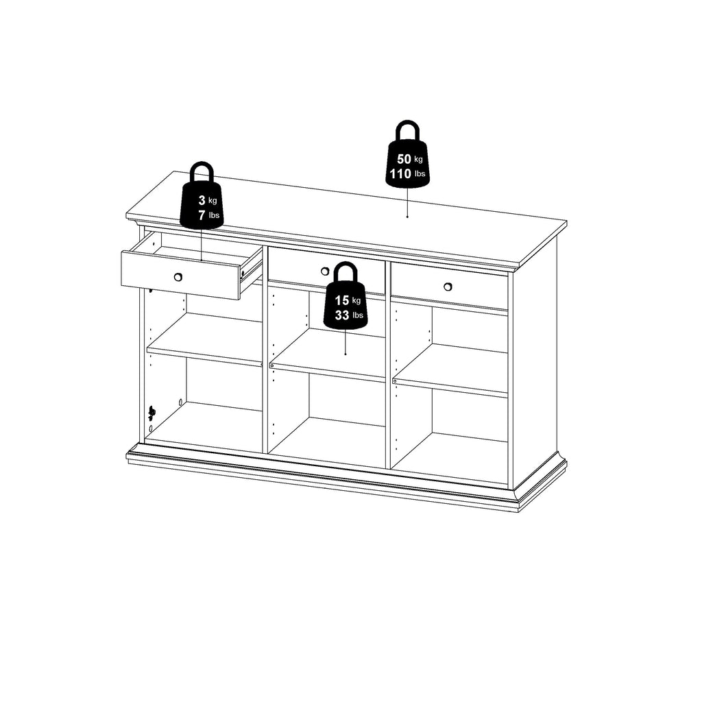 Primrose Sideboard with 3 doors and 3 drawers in Matt Grey